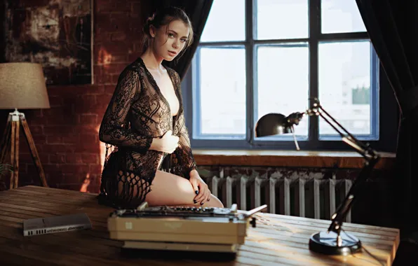 Взгляд, девушка, стол, бельё, Sergey Fat, Anastasia Ivanova