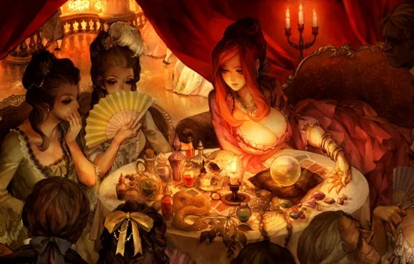Картинка magic, girls, table, Dragon's Crown