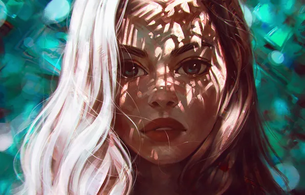 Картинка лицо, шатенка, портрет девушки, свет и тень, by Angel Ganev