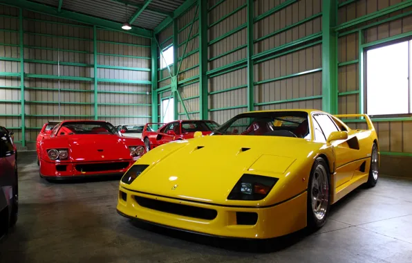 Гараж, ангар, Ferrari, F40, суперкары