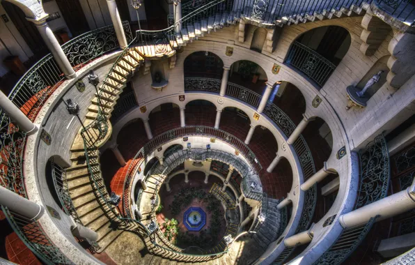 Интерьер, спираль, лестница, spiral, staircase