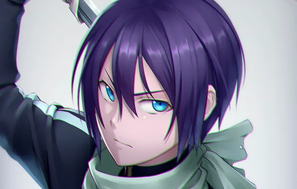 Взгляд, аниме, арт, парень, Noragami, Бездомный бог, Ято