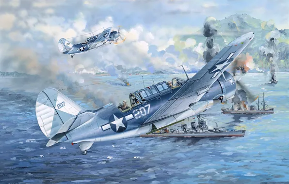 США, US Navy, Пикирующий бомбардировщик, Сurtiss, Палубная авиация, SB2C Helldiver
