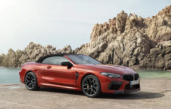 Скалы, берег, BMW, стоянка, кабриолет, 2019, BMW M8, M8