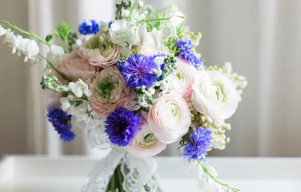 Букет, flowers, Васильки, Лютик, Bouquets, Дицентра, Ranunculus