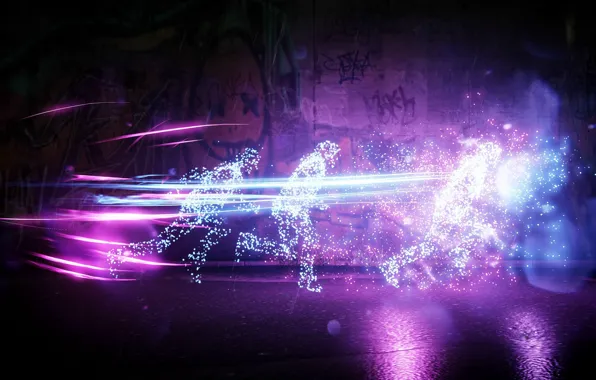 Граффити, человек, бег, бежит, исчезновение, InFamous