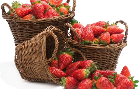Корзинки, strawberries, клубники, свежие ягоды, fresh berries, baskets