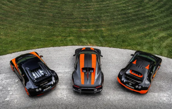 Bugatti, Veyron, 2010, вид сверху, 2013, Chiron, 2019, Veyron 16.4 Super Sport World Record Edition