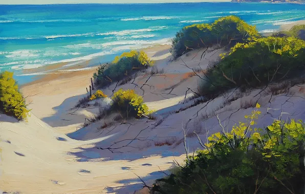 Картинка пляж, рисунок, арт, artsaus, Beach Dunes
