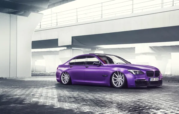 Картинка BMW, German, Car, Purple, Color, 7 Series, Vossen, Low, Wheels