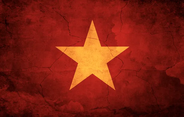 Красный, звезда, флаг, Vietnam, вьетнам