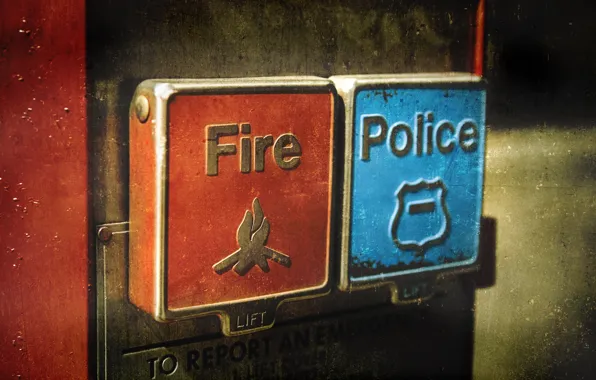Полиция, кнопки, пожарная