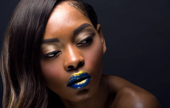 Девушка, портрет, макияж, черные волосы, темная кожа, African beauty