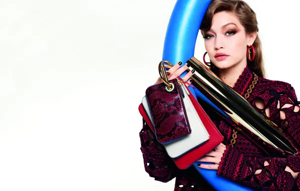 Взгляд, девушка, фото, модель, макияж, сумка, кофта, Gigi Hadid