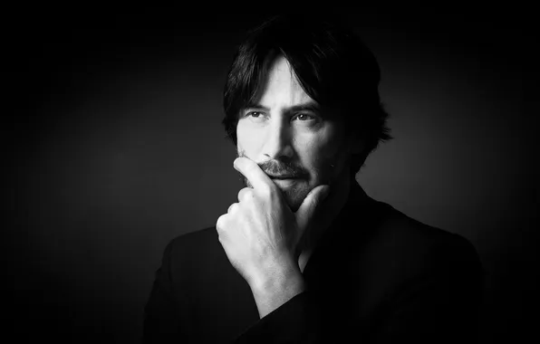 Фон, портрет, черно-белое, актёр, Киану Ривз, Keanu Reeves