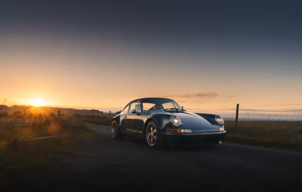 911, Porsche, sky, sun, 964, sports car, front view, Theon Design Porsche 911