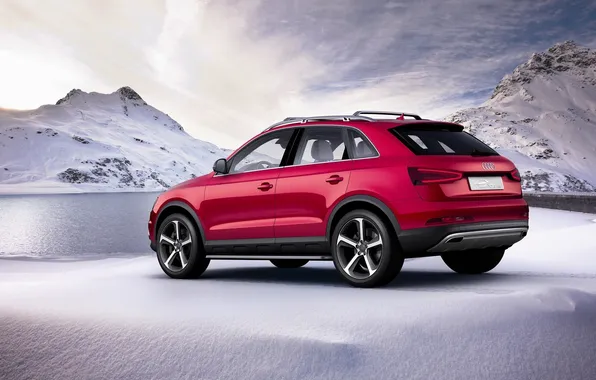 Картинка снег, горы, Audi, ауди, джип, паркетник