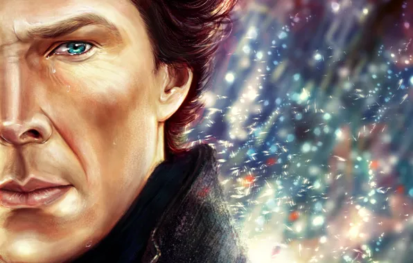 Арт, слеза, Шерлок Холмс, Бенедикт Камбербэтч, Benedict Cumberbatch, Sherlock, Sherlock BBC, Sherlock (сериал)