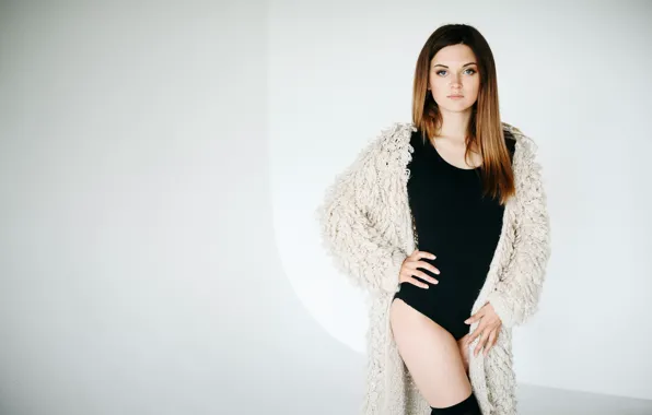 Картинка взгляд, шатенка, лицо, девушка, фигура