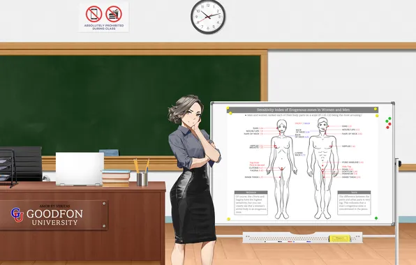 Girl, woman, professor, chalkboard, teacher, class, classroom, whiteboard