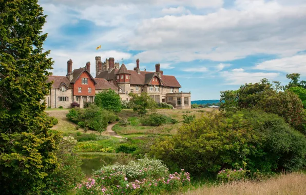 Картинка замок, Англия, сад, архитектура, West Sussex, Midhurst, Cowdray House