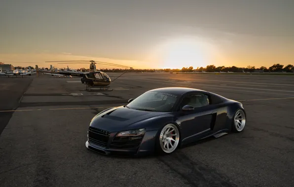 Audi, blue, airport, r8