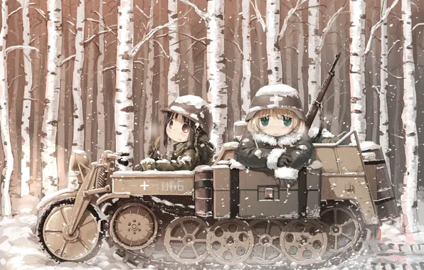 Girl, gun, USA, forest, green eyes, long hair, weapon, hat