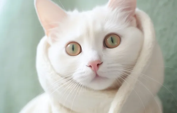 Кошка, взгляд, поза, котенок, мордашка, ИИ-арт, нейросеть