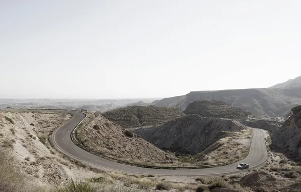 Дорога, холмы, пустыня, день, Jaguar C-X75