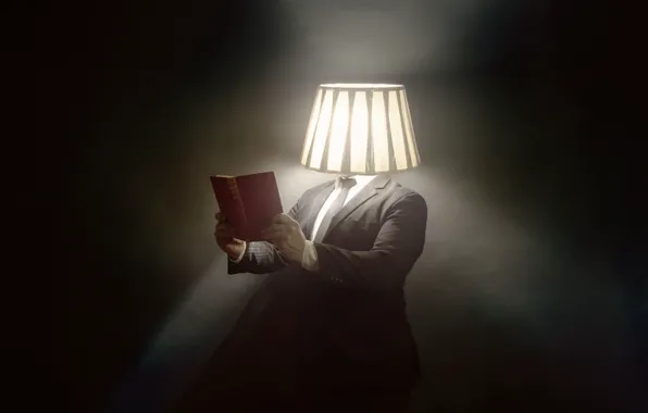 Картинка человек, лампа, книга