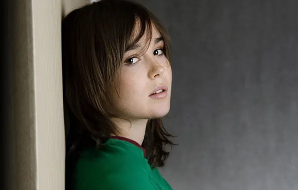 Картинка girl, brown eyes, face, brunette, look, actress, Ellen Page