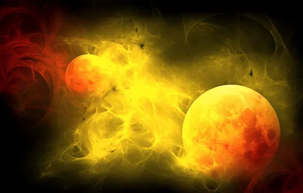 Картинка солнце, свет, пламя, обои, планета, шар, спутник, полумрак