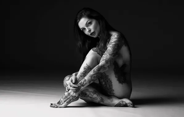 Девушка, модель, пирсинг, татуировки, tatoo, Riae