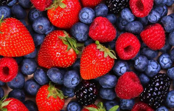Ягоды, малина, черника, клубника, ежевика, berries, blueberries, strawberries