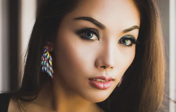 Взгляд, лицо, фон, волосы