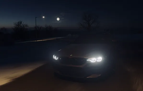 HDR, BMW, Moon, Stars, Winter, Night, Game, UHD