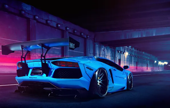 Картинка Lamborghini, Blue, LP700-4, Aventador, Liberty Walk
