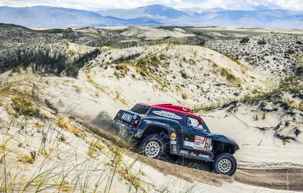 Песок, Mini, Черный, Пустыня, Холмы, Rally, Dakar, Дакар
