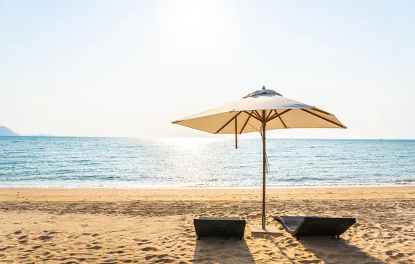 Песок, море, пляж, лето, отпуск, шезлонг, summer, beach