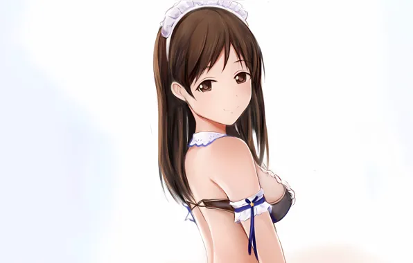 Girl, sexy, lingerie, bra, cleavage, long hair, brown hair, brown eyes