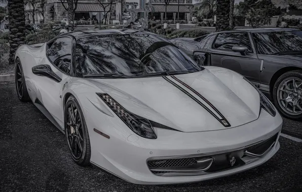 Ferrari, white, black, 458, auto