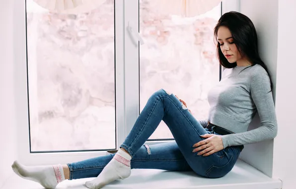 Girl, legs, young, beautiful, model, jeans, cute