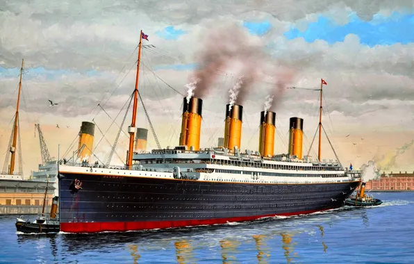 Картинка Великобритания, класса ''Олимпик'', ''Олимпик'', Первый из серии, трёх лайнеров, Трансатлантический лайнер