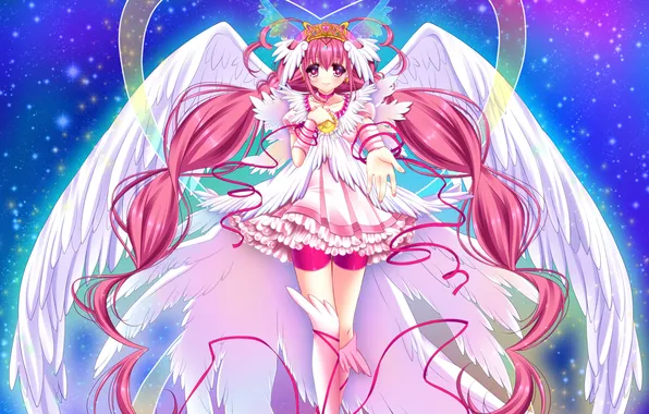 Улыбка, крылья, девочка, розовые волосы, precure, hoshizora miyuki, smile precure!