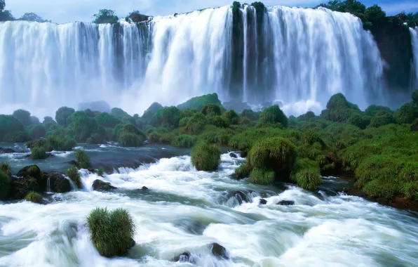 Картинка природа, водопад, виды Бразилии