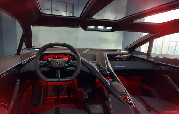 Lamborghini, steering wheel, dashboard, Lamborghini Lanzador Concept, Lanzador