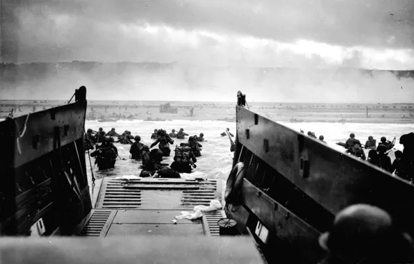 Картинка фото, война, черно-белое, Вторая мировая, операция, Нормандия