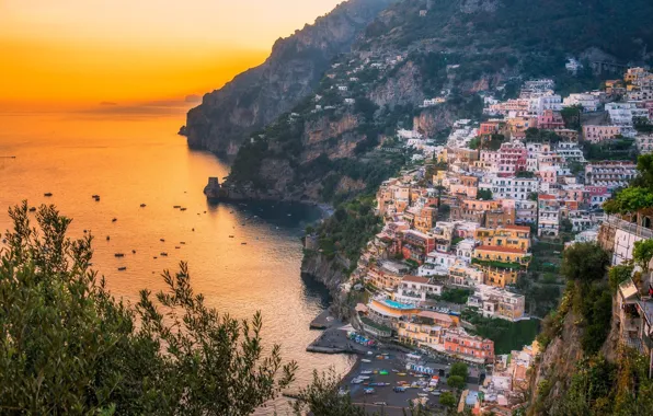 Картинка город, вечер, Positano