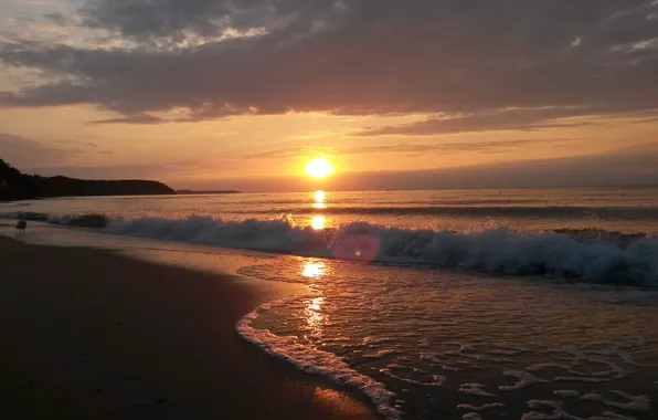 Картинка море, закат, природа