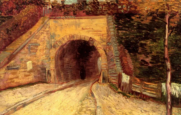 Картинка арка, тунель, Винсент ван Гог, Underpass, Roadway with, The Viaduct